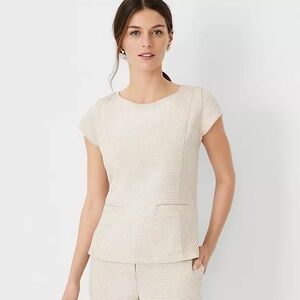 Ann Taylor Houndstooth — Tan Texture